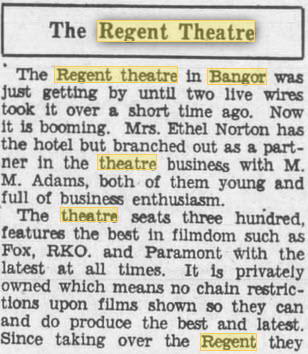 Regent Theatre - Jan 1 1933 (newer photo)